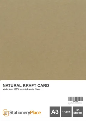 Kraftpapier A3, 170 g/m², 50 Blatt, naturbraun, recycelt