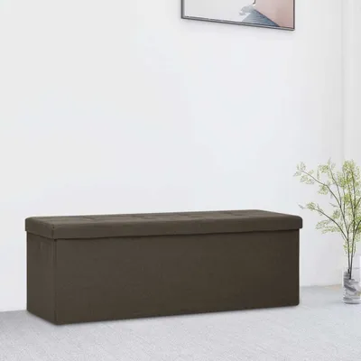 Produktbild von The Living Store Faltbare Sitzbank mit Stauraum Dunkelbraun Leinenoptik