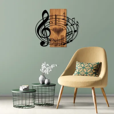 Produktbild von Wallity, Elegantes Wandaccessoire aus Holz und Metall, Walnuss & Schwarz, 58x67 cm