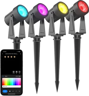 Produktbild von Ledvion - LED Gartenbeleuchtung, 7M, IP65, 24W, 2700K-6500K, 24V, RGB, Gartenstrahler Außen, Erdspieß, Wasserdicht, Verknüpfbar
