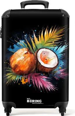 Obrázok produktu pre NoBoringSuitcases.com Príručný kufor z tvrdej škrupiny 55x35x20 cm, 36L, Summery Graffiti: Kokos, cestovný kufor na 4 kolieskach