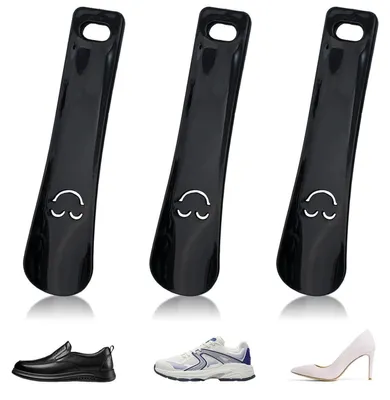 Productafbeelding van Schoenspanners, klein, 3 stuks, zwart, kunststof, met wandhouder, 15 cm handvat