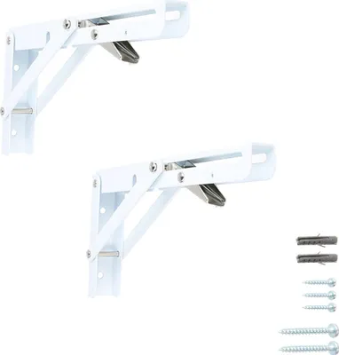 Produktbild von Klappkonsole 1 Paar Regalbodenhalter Klapptischhalterung Klappwinkel Regalträger Weiß 200mm x 110mm