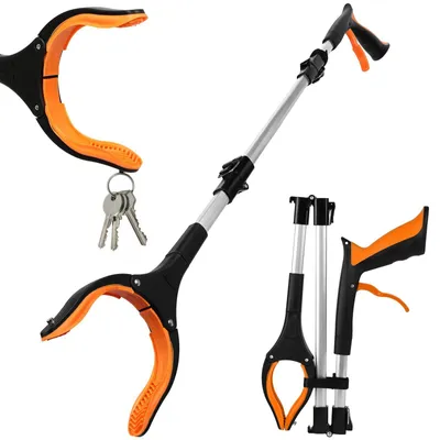 Obrázek produktu pro Pomůcka pro seniory, 91 cm, výsuvná kleště na odpadky – extra dlouhá rukojeť, oranžová barva