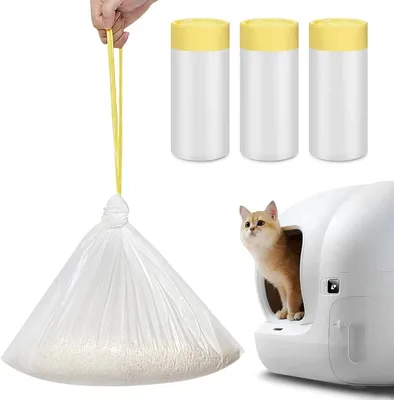 Image de Sacs poubelles Katzenklo, 3 rouleaux, 58 x 35 cm, avec cordon de serrage, résistants à la déchirure, pour PURA X/MAX