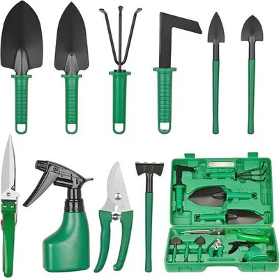 Produktbild von Famanu Gartenwerkzeugset 10-teilig - Komplettes Set für Pflanzenpflege und Wartung