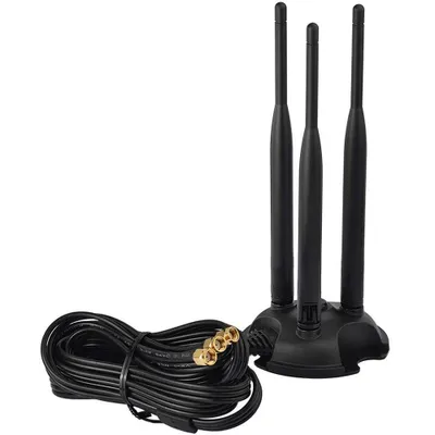 Produktbild von L13D WiFi Antenne 2,4GHz / 5,8GHz – 3 m Kabel, 6 dBi RP-SMA, Dualband mit Magnet-Standfuß