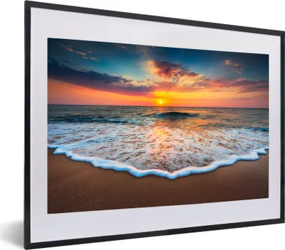 Produktbild von MuchoWow® MuchoWow® Gerahmtes Poster Strand - Meer - Sonnenuntergang 60x40 cm - Poster mit zchwarzem Bilderrahmen - Schlafzimmer - Plakat in Rahmen - Drucken