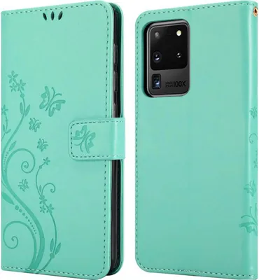 Produktbild von Cadorabo Hülle für Samsung Galaxy S20 ULTRA Schutz Hülle in Türkis Schutzhülle Handy Hülle Etui Case Blumen Flower