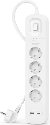 Produktbild von Belkin Steckdosenl./Überspannung 4-fach, USB-A+C, 525J.SRB001vf2M