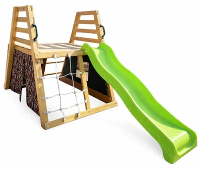 Immagine prodotto di GINGER HOME: Scivolo in legno per bambini con altalena, ideale per il giardino, dimensioni 285 x 152 x 123 cm