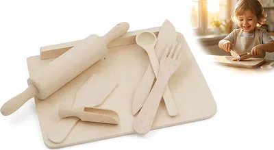 Zdjęcie produktu dla ZESTAW MAŁA KUCHARKA drewniany zestaw przybory kuchenne akcesoria