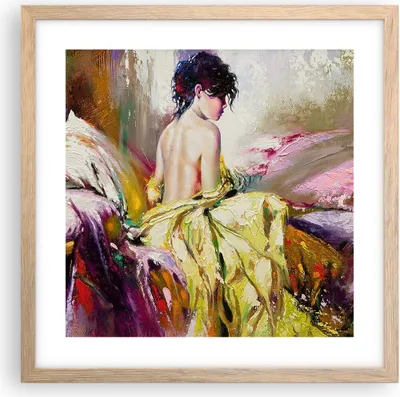 Produktbild von Gerahmtes Poster - Rahmen in heller Eiche - Frau Modell - 40x40 cm - Wand Bild - Wanddeko - Wandbilder - Kunstposter - Wandposter - Bilderrahmen - Bilder - Kunstdruck - Wandbild - P2NAC40x40-3524