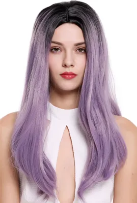 Produktbild von WIG ME UP Perücke Lang Mittelscheitel Ombre Schwarz Violett Lila ZM-1791-T2403R1B