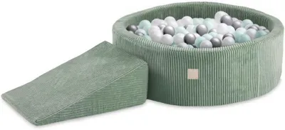Produktbild von MISIOO Bällebad für Kinder mit Schaumstoff Bausteinen – 200 Bälle für den Indoor Spielplatz – Sicheres und kreatives Spielen für Babys