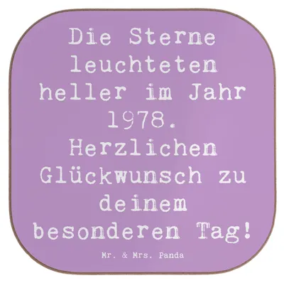 Produktbild von Mr. & Mrs. Panda Tischuntersetzer Spruch 1978 Geburtstag - Lavendeltraum - Geschenk, Untersetzer für Gläser, Tassenuntersetzer, Herzlichen Glückwunsch, Geburtsjahr, Alter