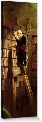 Produktbild von Carl Spitzweg Obrázky Plátno Roztažené plátno | XXL-Wall Picture Poster Art Print As Canvas Picture - The Bookworm, 1850 (120 x 40 cm)