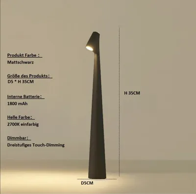 Produktbild von LED-Tischleuchte Elegante Tischleuchte - Kleine Größe 35cm, Mattschwarz