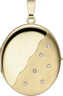 Produktbild von Medaillon Anhänger zum Öffnen mit 6 Brillanten 585 Gold Gelbgold Goldmedaillon