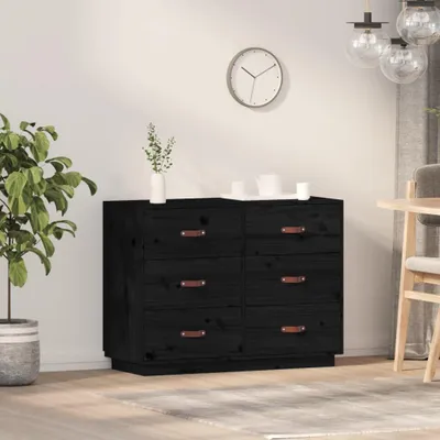 Produktbild von vidaXL Sideboard Schwarz 100x40x75 cm Massivholz Kiefer