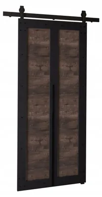 Produktbild von KierMoebel Schiebetür Komplettset QUDIO M2 Schwarz + Esche 76x205x3,2 cm Wohnzimmer Schiebetür