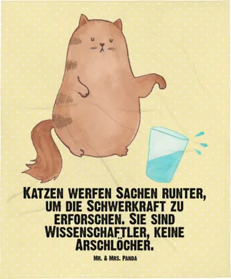 Produktbild von Mr. & Mrs. Panda Schmusedecke Katze Wasserglas - Gelb Pastell - Geschenk, Katzen, Neugierig, Plaid, Kinderwagendecke, Katzenhalter, Kinderdecke, Erstlingsdecke, Cats, Cat