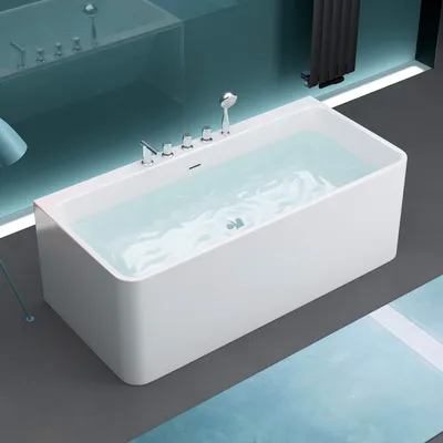 Produktbild von Mai & Mai Freistehende Badewanne 170x80cm Rechteck Sanitäracryl mit Armatur Standbadewanne V601s MA