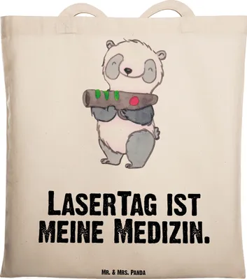 Produktbild von Mr. & Mrs. Panda Jutebeutel Panda LaserTag - Transparent - Geschenk, Lasergame Zentrum, Schultasche, Tasche, Uni, Laptoptasche, Tote Bag, Shopping