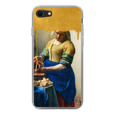 Produktbild von MuchoWow® Handyhülle Schutzhülle Hülle für iPhone 7 Milchmädchen - Gold - Alte Meister Silikon Softcase Handy Hülle - Kartenhalter