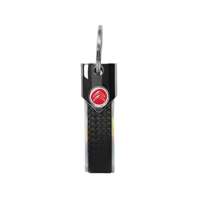 Image de Porte-clés Citroën Argent Holographique Officiel, Carbone, Logo Rouge