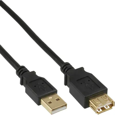 Image de InLine® 34650S Rallonge USB 2.0, prise/prise femelle, type A, noir, contacts or, 0,5m