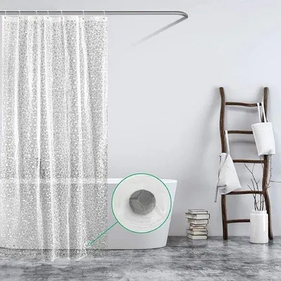 Produktbild von Famanu Duschvorhang transparent, 120 x 200 cm, schimmelresistent, wasserdicht mit 8 Haken und beschwertem Saum