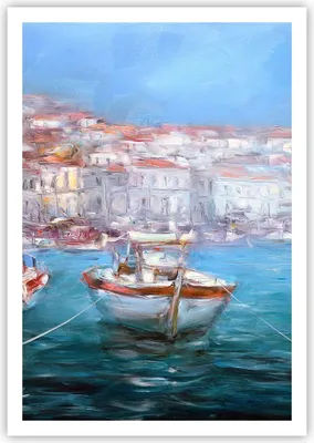Produktbild von Poster - Poster ohne Rahmen - Öl Boote Griechenland - 70x100 cm - Wand Bild - Wanddeko - Wandbilder - Kunstposter - Wandposter - Bilder - Kunstdruck - Wanddekoration - Wandbild - P2XPA70x100-4467