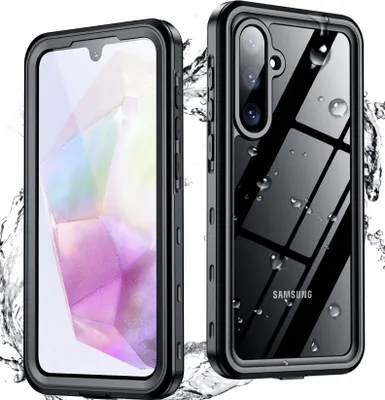 Immagine prodotto di Custodia impermeabile per Samsung Galaxy A35, resistente alla polvere e alla neve, IP68 custodia protettiva completa con protezione dello schermo integrata nero
