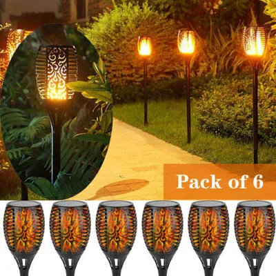 Produktbild von 6 Stück 96 LED Solarleuchte Garten Beleuchtung Solar Licht Lampe Leuchte Flamme