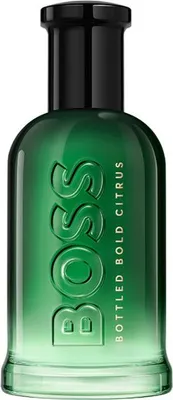 A product shot of a green glass bottle of HUGO BOSS BOTTLED BOLD CITRUS EDP 100ML Eau de Parfum.