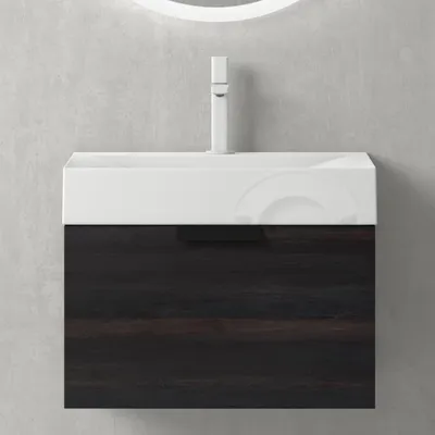 Produktbild von Mai & Mai Badmöbel-Set BxH 60x45cm in Anthrazit mit Soft-Close Schublade Wandmontage inkl. Waschbecken Lonato