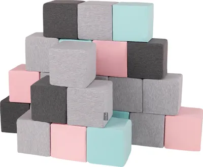 Image de KiddyMoon Cubes en mousse 24 pièces Blocs souples en mousse Jouets Montessori Pour Bébés Et Enfants