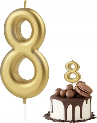 Image de Bougie D'anniversaire Numéro 8 Numéro En Métal Doré Pour Fête D'anniversaire