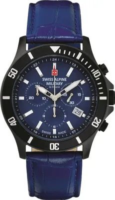 Produktbild von Swiss Alpine Military Herren Uhr Chronograph Analog Quarz 7022.9575SAM Leder