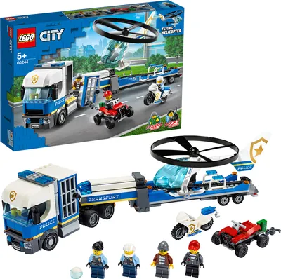 Produktbild von LEGO 60244 City Polizeihubschrauber-Transport, Bauset mit LKW, Quad und Motorrad, Polizei Spielzeug