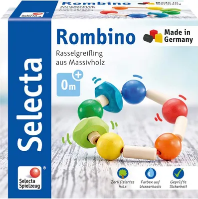 Immagine prodotto di Selecta Spielzeug Rombino Greifling, Rassel, Babyspiel, Babyspielzeug, Holz, 9 cm, 61009