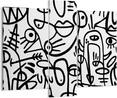 Produktbild von Bild auf Leinwand - Leinwandbild - 3 Teile - Zeichnen Cartoon Graffiti - 95x80cm - Wand Bild - Wanddeko - Wandbilder - Leinwanddruck - Bilder - Wanddekoration - Leinwand bilder - CB95x80-4971