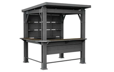 Produktbild von Keter Bar Gazebo Gartenpavillon mit integriertem Bartresen, wetterfest, H238 x B230 x T200 cm, DecoCoat Holzoptik in Walnuss