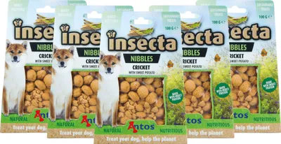 Produktbild von 5x100g Insecta Nibbles Cricket (Grille und Süßkartoffel) - nachhaltig -& Allergiker-geeignet