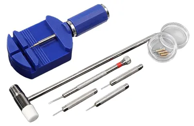 Produktbild von Uhrenreparaturset Uhrwerkzeug Set - 12-teilig - Gliederstrecker und Stifte - Armband- und Uhrenwerkzeug