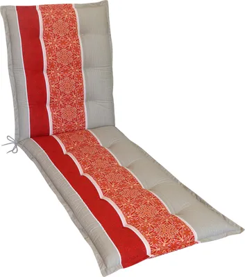 Produktbild von Herlag Liegenauflage Valeria 195x60x7,5cm für Gartenliege mit Streifen-Muster Rot/Orange