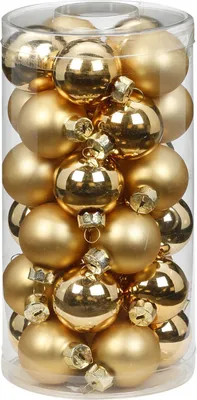 Produktbild von Weihnachtskugeln Glas 4cm, 30 Stück, Farbe:Brokat Gold glanz matt