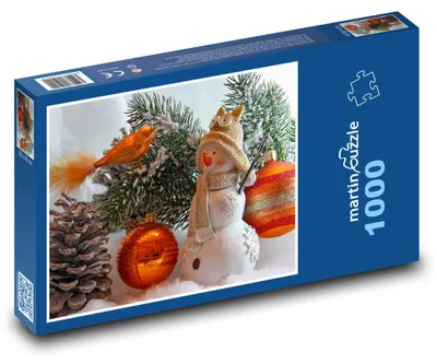 Obrázok produktu pre Puzzle 1000 Vianočný snehuliak s ozdobami - martinpuzzle