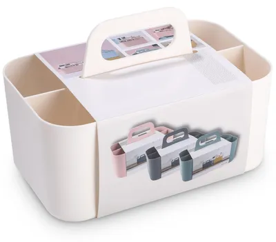 Imagen del producto de Cesta de almacenamiento de plástico, multifuncional, apilable, con asa, 1 unidad, para uso doméstico